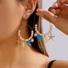 Mermaidcore Ocean Charm Hoop Earrings for Women Starfish Shell Imitation Pearl Turquoise Stone Dangle Summer Beach Jewelry