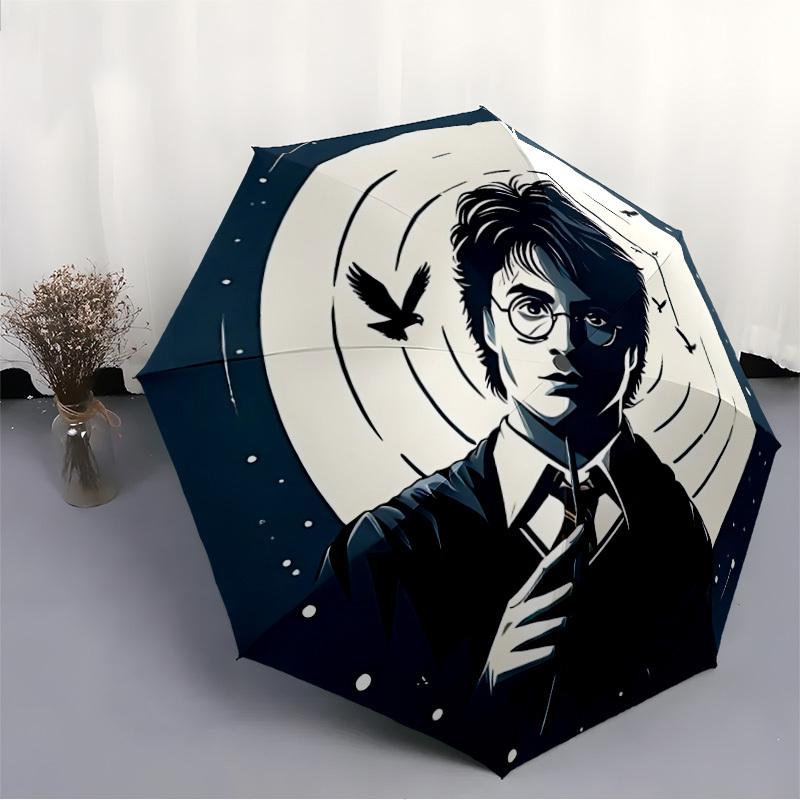 Harry Potter, Wizarding World Automatic Open/Close Umbrella   Compact Travel Umbrella, 8 Rib Heavy Duty Construction, Ideal Gift, 151
