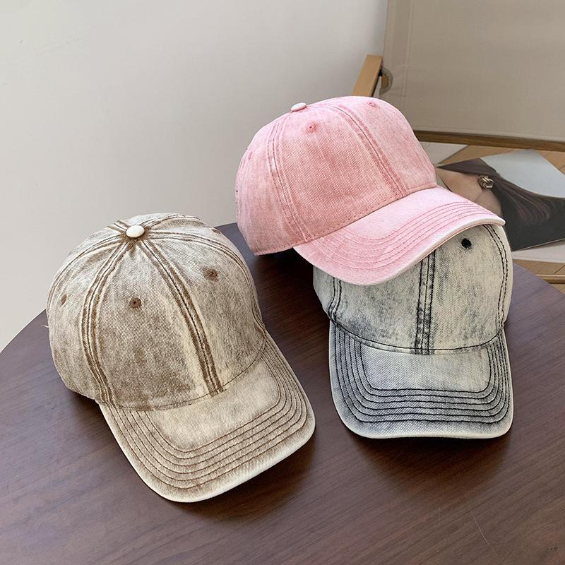 Baseballkappen mit breiter Krempe für Damen Herren Gewaschener Batik-Sonnenhut Koreanische Mode Vintage Schirme Outdoor Verstellbare Hip Hop Freizeitkappe