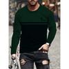 Spring and Autumn Round Neck 3D King Pattern Color Block Printed Top Fashionable Casual Long Sleeved Men's T-shirts