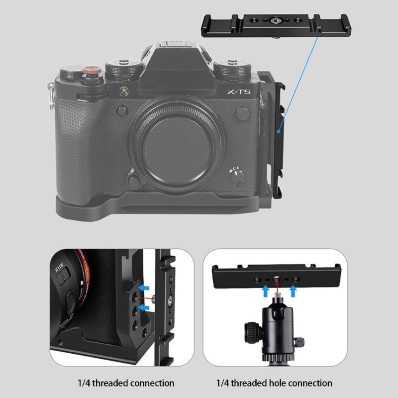 Double Cold Shoe Mount Extension Bar Aluminum Brackets for DSLR Camera Accessories Microphone LED Light Mounting