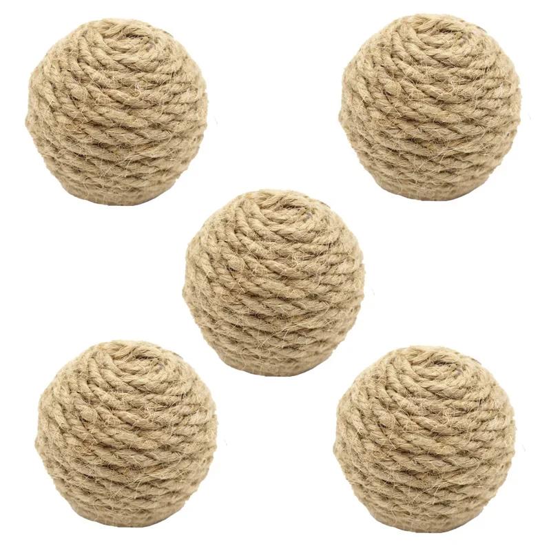 Natur Sisal Ball Katzenspielzeug mit eingebautem Sandstein Zahnreinigung Bissfest Kaubar Interaktives Spiel Langlebig Umweltfreundlich Desi