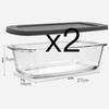 1800ML Glass Loaf Pan with Lids Meatloaf Pan Airtight Lids Grip Handle Easy Carry, Microwave and Oven Safe Loaf Pans for Baking