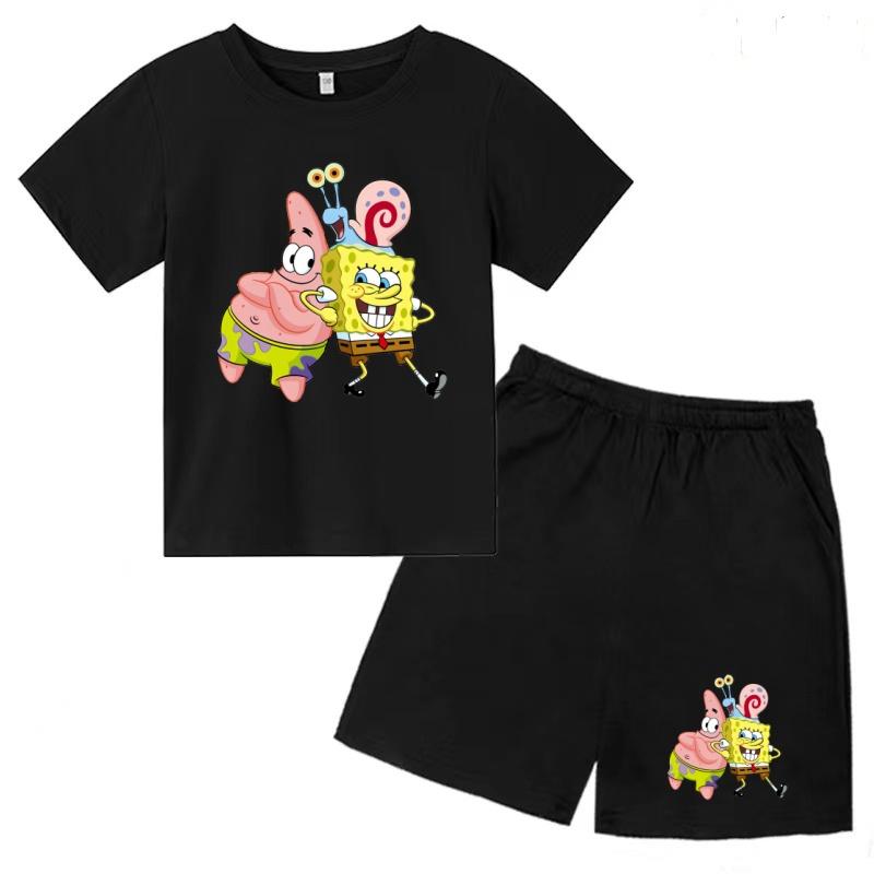 Children's Summer Anime Fashion T-Shirt Boys and Girls Short Sleeve Shorts Casual Sports Set