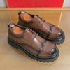 Herren Casual Derby Schuhe mit dicker Sohle Leder Schnürschuhe Hochzeit Bräutigam Business Formal Erhöhen Höhe PU gefüttert Gummi Sohle