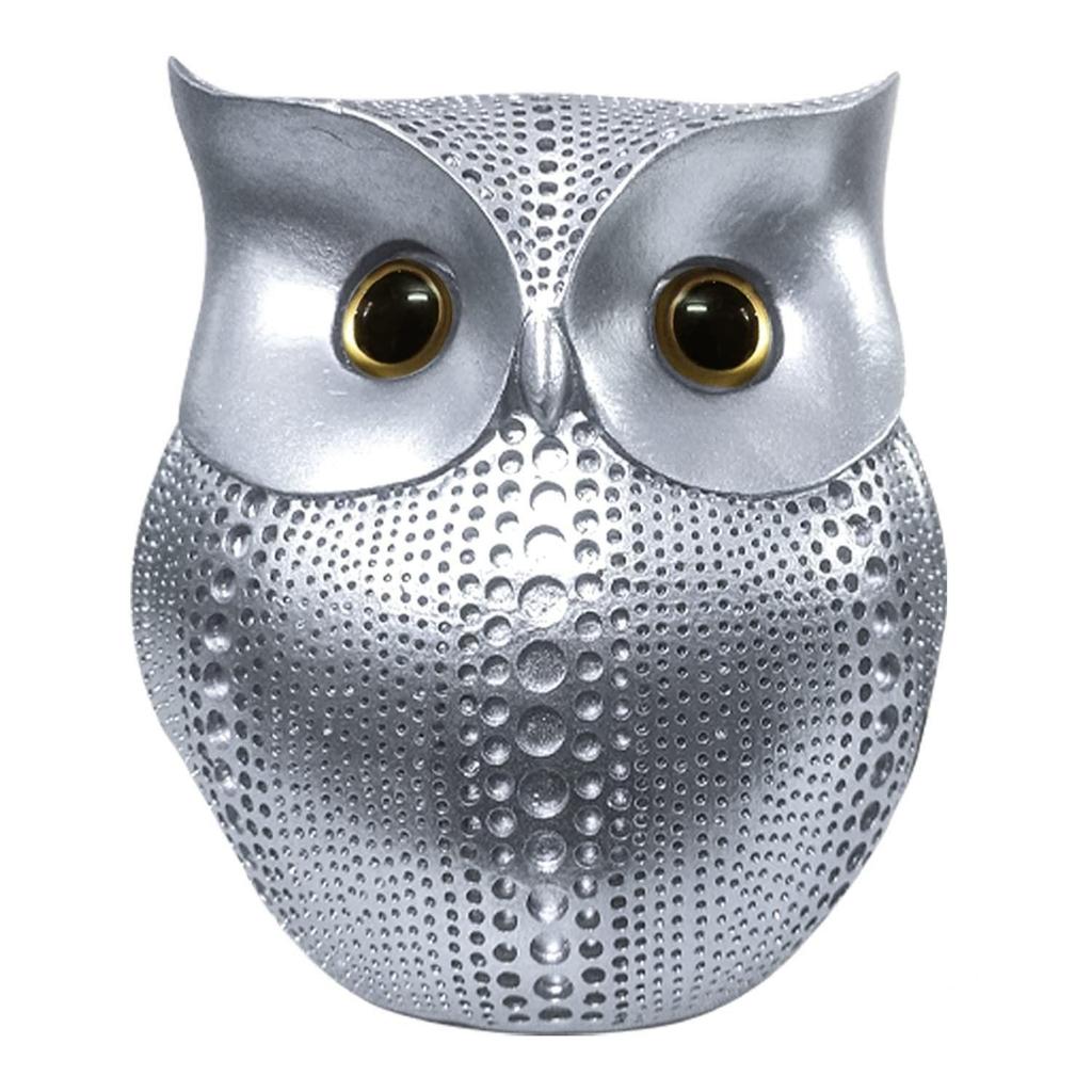 Moderne stilig Lucky Owl Resin kunstfigur (Sølv), 1 stk