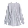 Za2024 Summer New Product Women's Clothes Asymmetric Long Sleeves Stripes Kimono Coat Shirt 2010782 064
