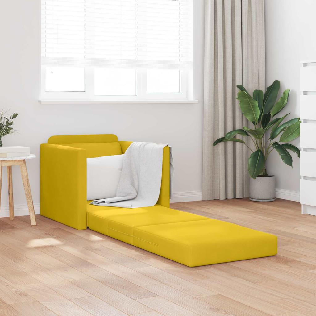 Yellow Velvet Sofa Bed 74 X 77 X 81 Cm