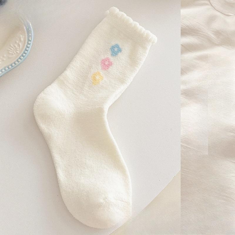 Ladies Autumn and Winter Thickened Cartoon Home Cute Furry Warm Sleep Tube Socks