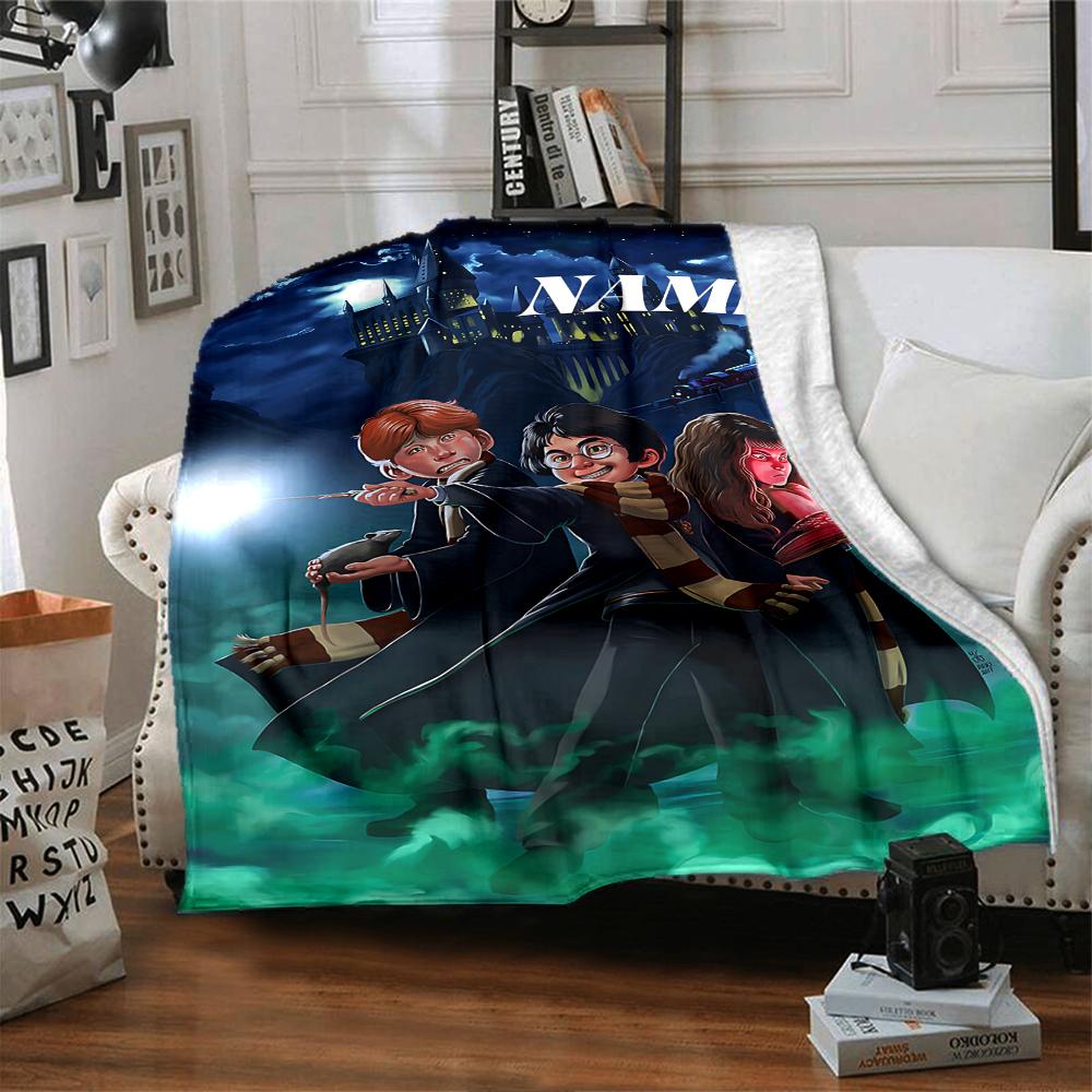 Custom Name "Harry Potter's Magical Journey" blanket for Couch & Bed, Plush Cozy Fuzzy Blanket Super Soft & Warm Blankets for Fall and Winter. 0908113