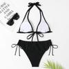 2025 Sexy Halter Bikini Swimsuit Low Waisted Black/Red/Rose Beach Bathing Suit Cheap Bandage Brazilian Swimwear Two Pieces Sale