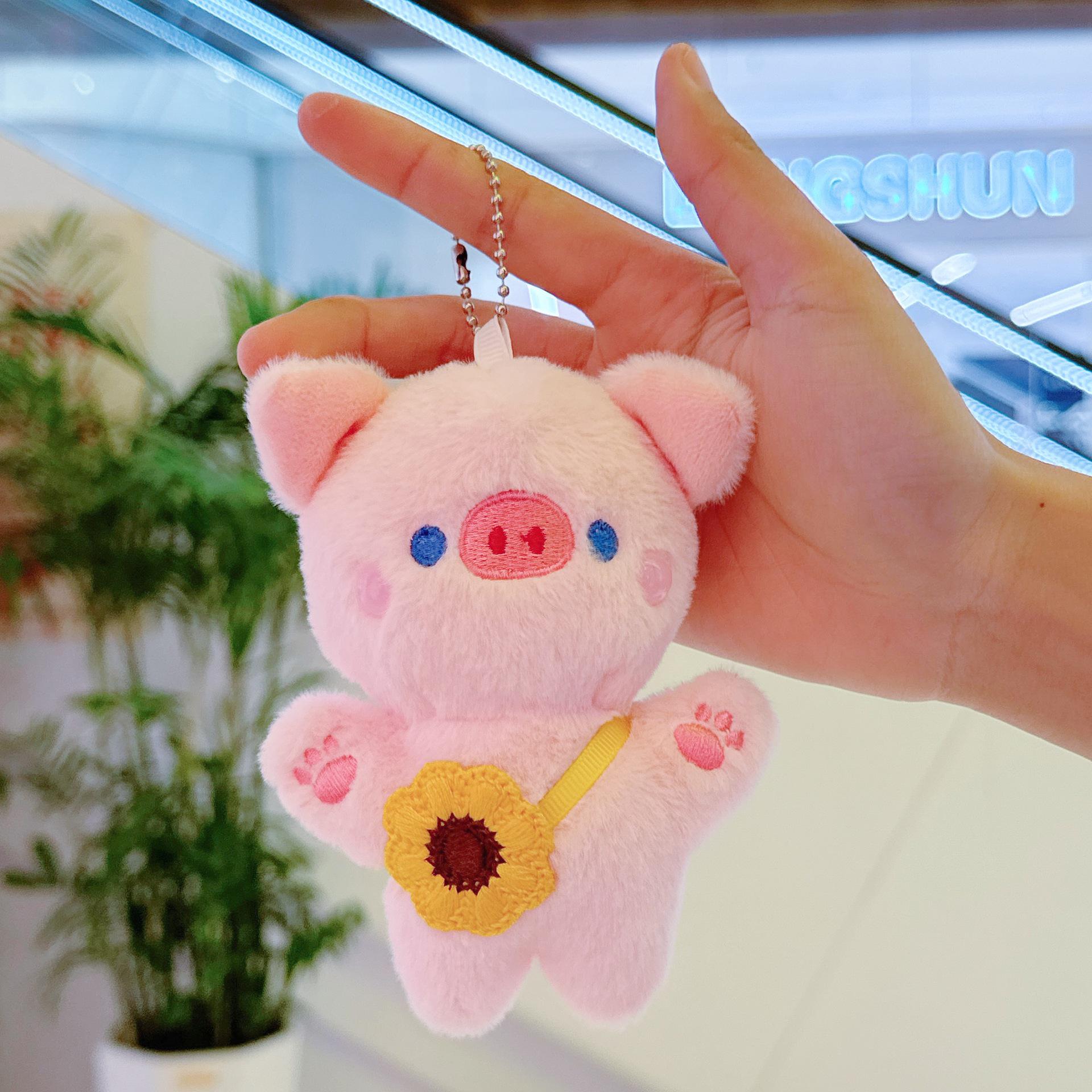 

Очаровательный брелок в виде пары розовых поросят, плюшевая кукла с цветочным шармом Height 14cm
