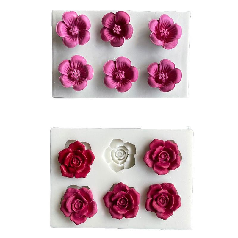 Mini Rose Camellia Daisy Flower Silicone Sugarcraft Mold Diy Clay Model Cake Decorating Tools Baking Accessories