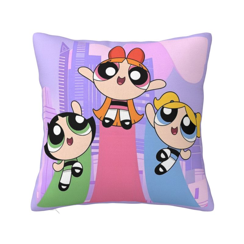 Custom Fashion The P-PowerPuffs Girls Cushion Covers 40x40cm Soft Cartoons Pillow Case for Car Square Pillowcase
