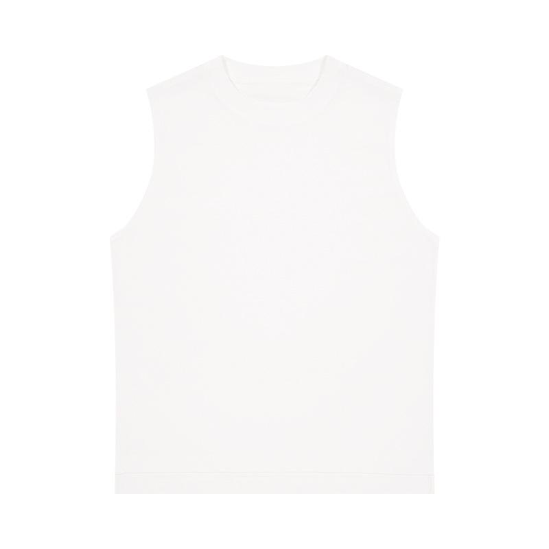 Plus Size Korean Style Sleeveless T-shirt: Summer Cooling, Loose Fit, Solid Color, Underarm Coverage