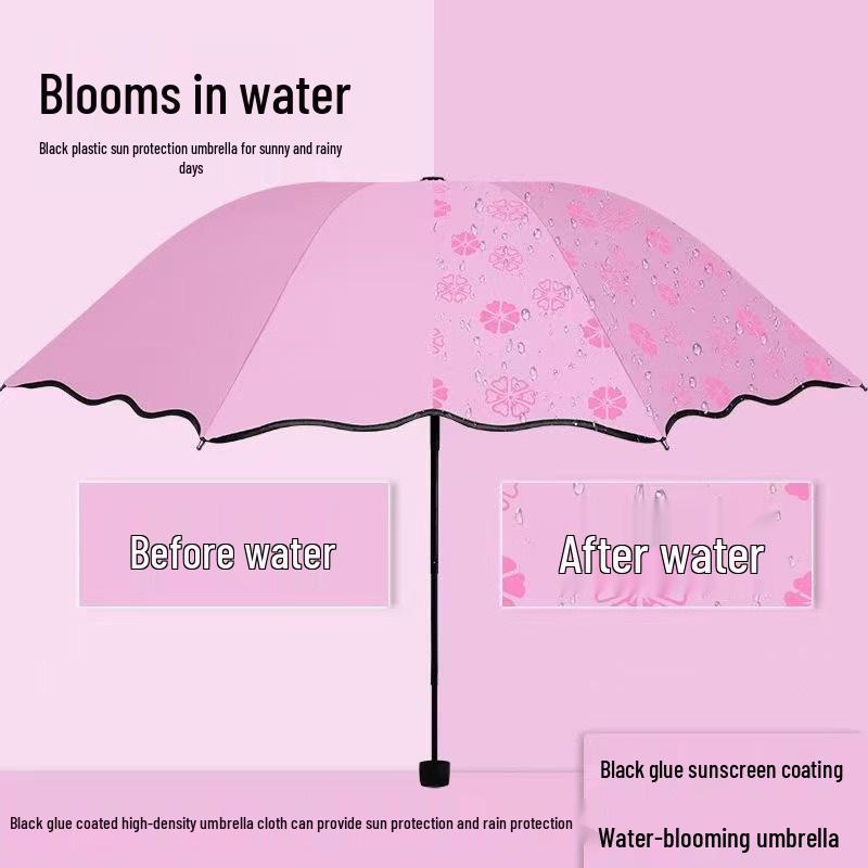 UV Protection Sun & Rain Foldable Umbrella with Black Coating for Students
