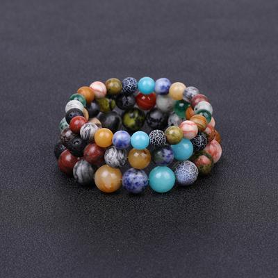 Nouveaux Bracelets Classiques Huit Planètes Hommes 8mm 10mm 12mm Pierre Naturelle Grade A Bracelet de Perles Tressé à la Main Cordon Bracelet Chakra