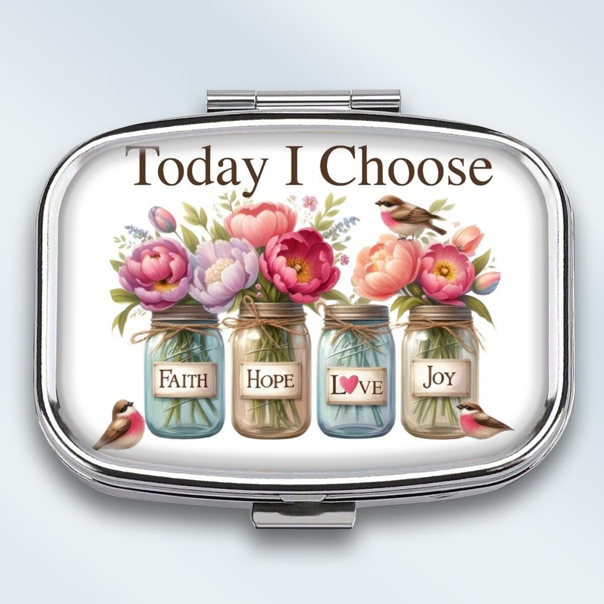 

Portable Pill Box with 2 Compartments, Mini Metal Medicine Organizer Case, Cute Printed Pill Container for Vitamins, Pills, Jewelry, Travel, Daily Use різнокольоровий