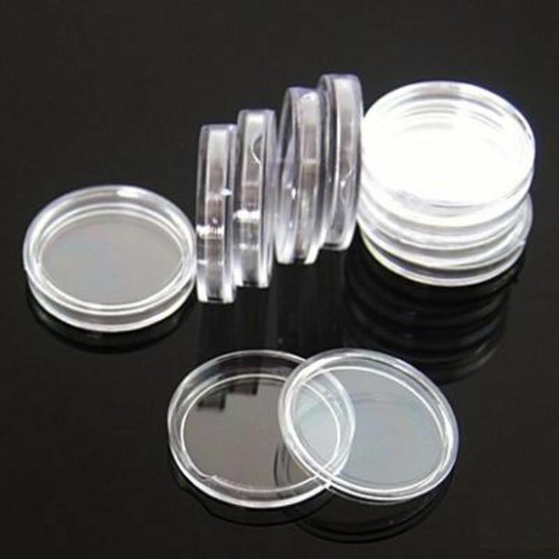 Round Coin Holders Clear Reusable Protect Display 18mm Case Transparent