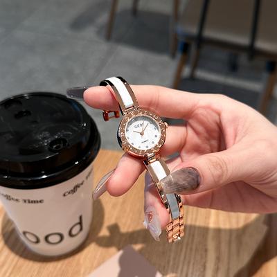 New Diamond-encrusted Niche Temperament Light Luxury Steel Strap Women's Bracelet Watch Fashionable Compact Casual Quartz Watch