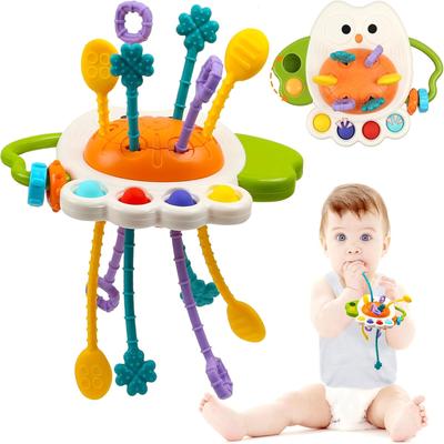 Activity Development Pull String Toys Silicone Teething Rattle Educational Learning Toy Baby Sensory  Toys 6 12 Months