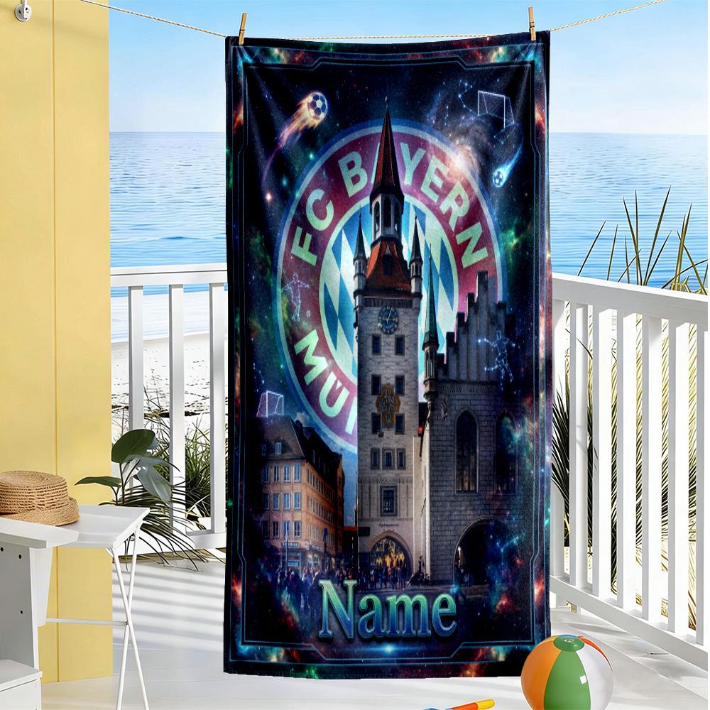 Bayern Munich Galaxy Crest Customized Name Beach Towel Soft Durable Quick-Dry Portable for SwimmingBeachCamping Travel Beach AccessoriesGym