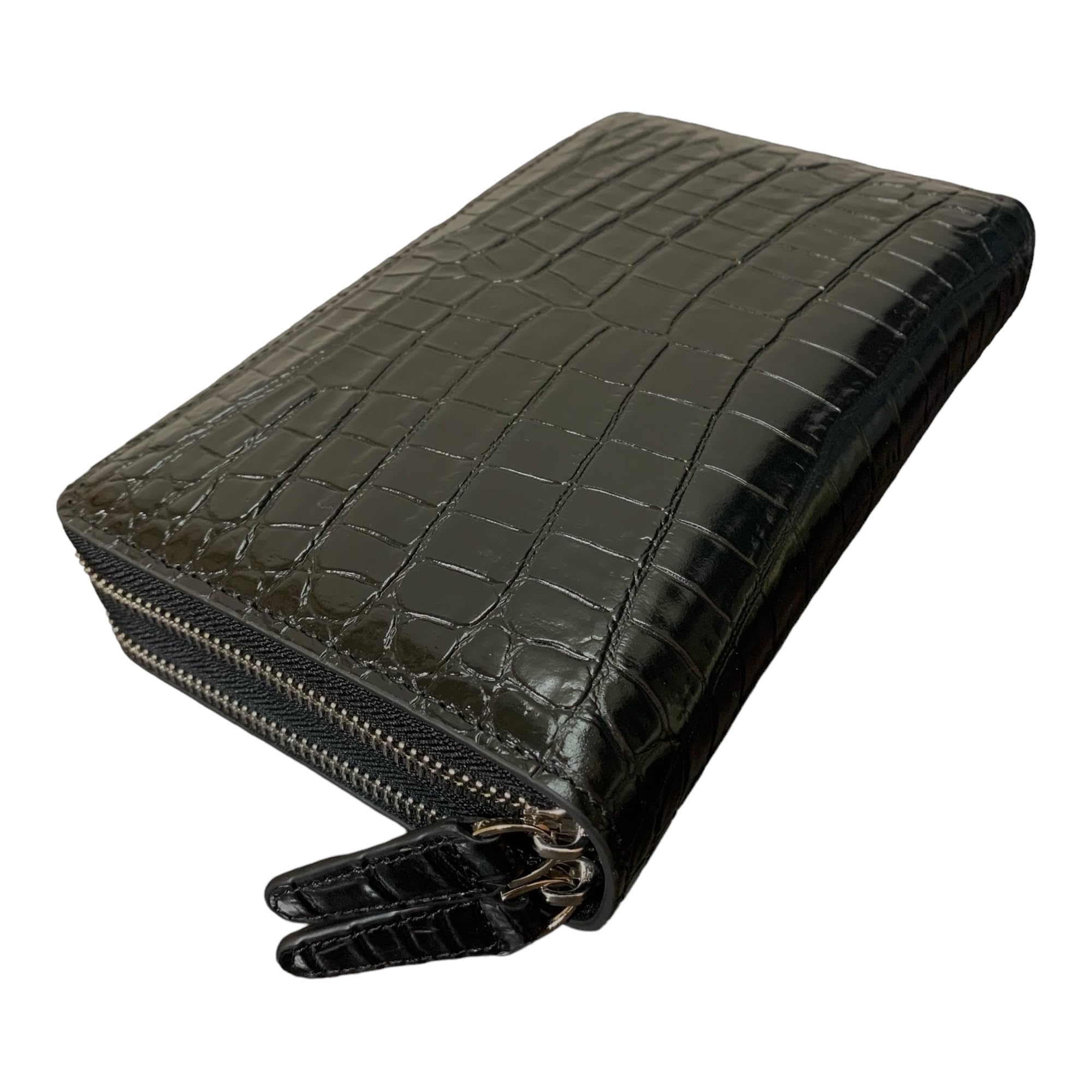 

Мужской кошелек ARUIZA Levante из крокодиловой кожи с органайзером, двойной молнией и вторым отделением (черный)