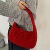 Knitted Tote Bag For Women Soft Shoulder Bag Daily Commuter Versatile All Match Handbag Double Sided Bow Underarm Purse