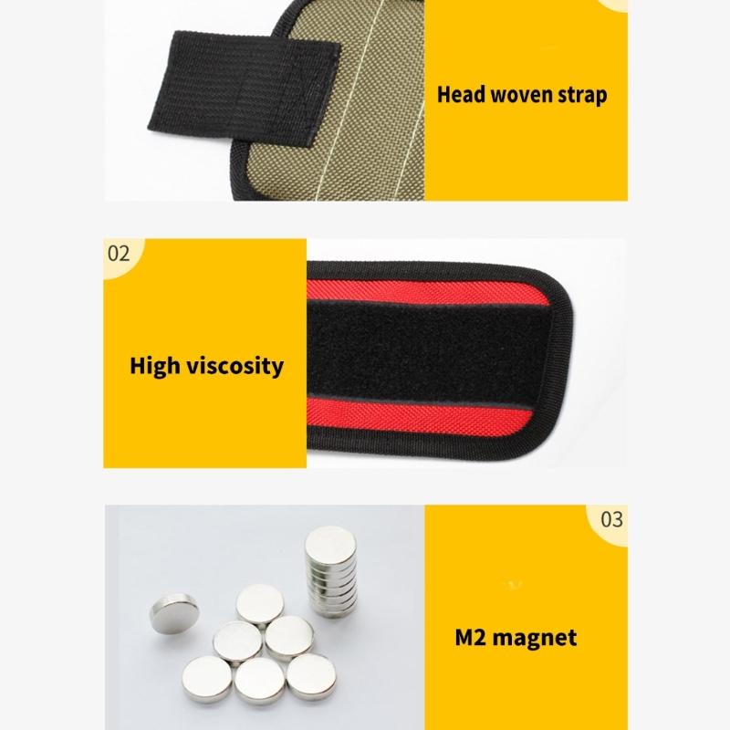 Convenient Adjustable Magnetic Wristband For Holding Small Tool Screws Nails DIYer Projects Men Women In Various Trades