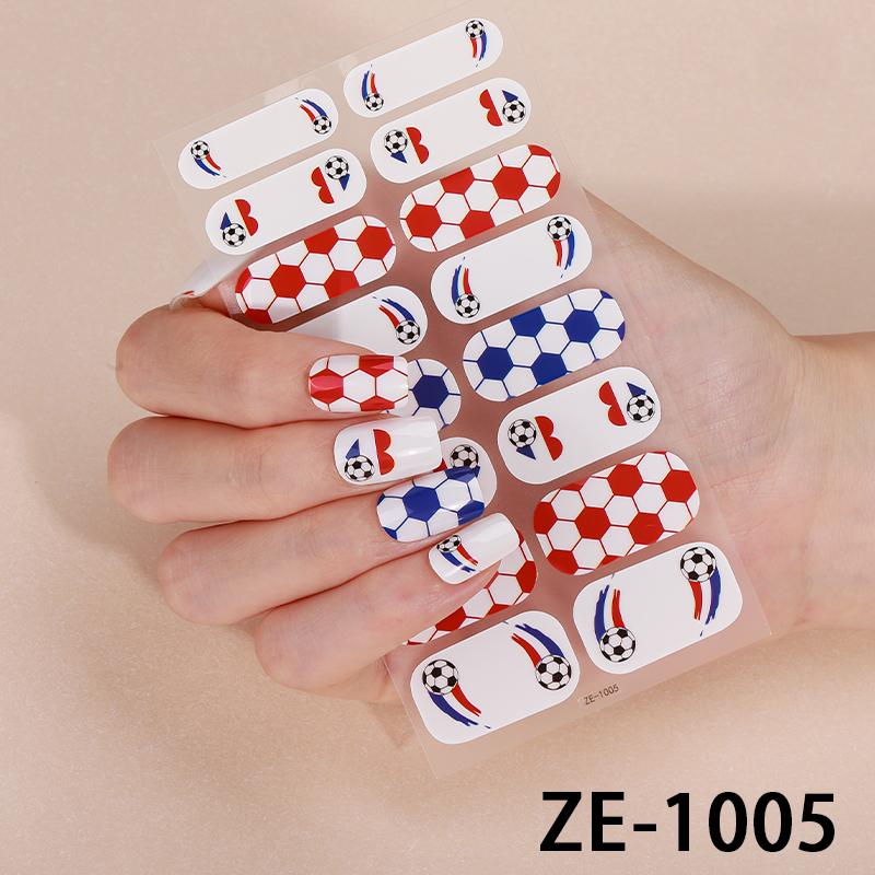 16Tipů Samolepky na Nehty Plné Krytí Fotbalové Pásky na Nehty Dlouhotrvající Samolepicí Nail Art DIY Manikúra Dekorace