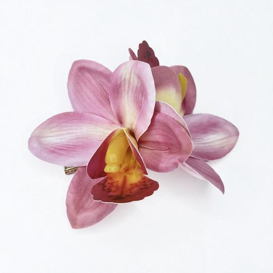 Hairpin Soft Fabric Flower Hairpin Realistic Orchid Design Lightweight Decorative Hair Clip