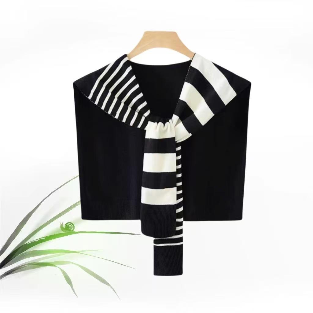 Elegantes Tuch kombiniert mit einem Hemd für Frühling und Herbst 2026 Neues gestreiftes Stricktuch und Schulterschutz Doppelt verwendbarer Umhang