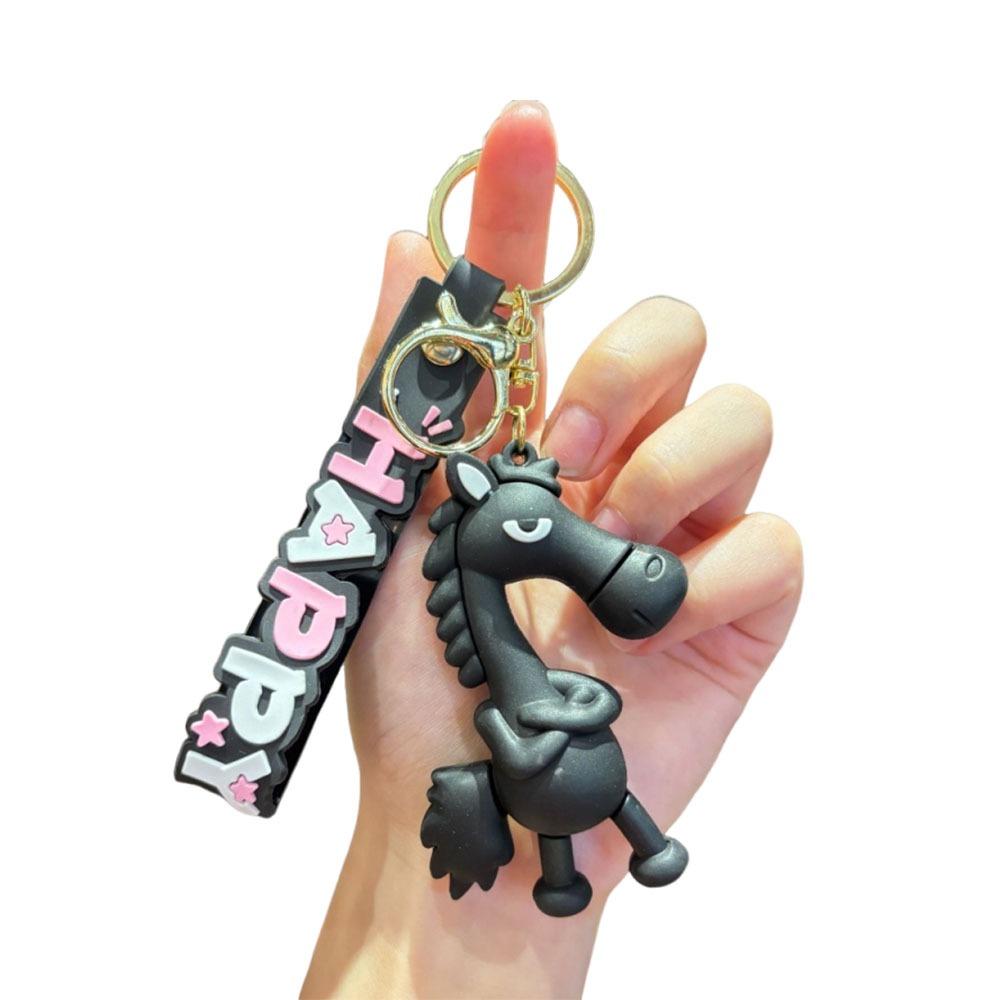 Cute Lucky Horse Keyring Traditional New Year Keyring Funny Animal Car Keychain  Bag Decoration