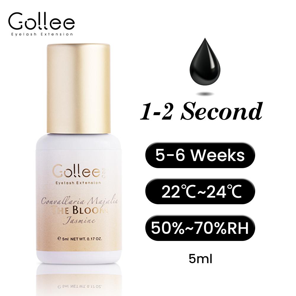 Gollee 0,5-1s Trocknender Kleber für Wimpernverlängerungen 5ml Hypoallergener Wimpernverlängerungskleber Starker Kleber Falsche Wimpern Zubehör