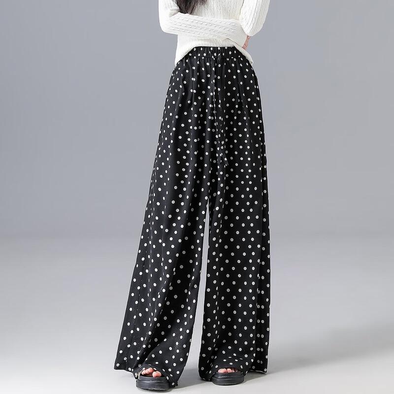 Demana Romantic Polka Dot Chiffon Wide-Leg Pants