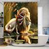 Fantasy Animal Shower Curtain 3D Printed Lion with Tentacles Bath Decorative Waterproof Home Decoration Customizable Size for Ba