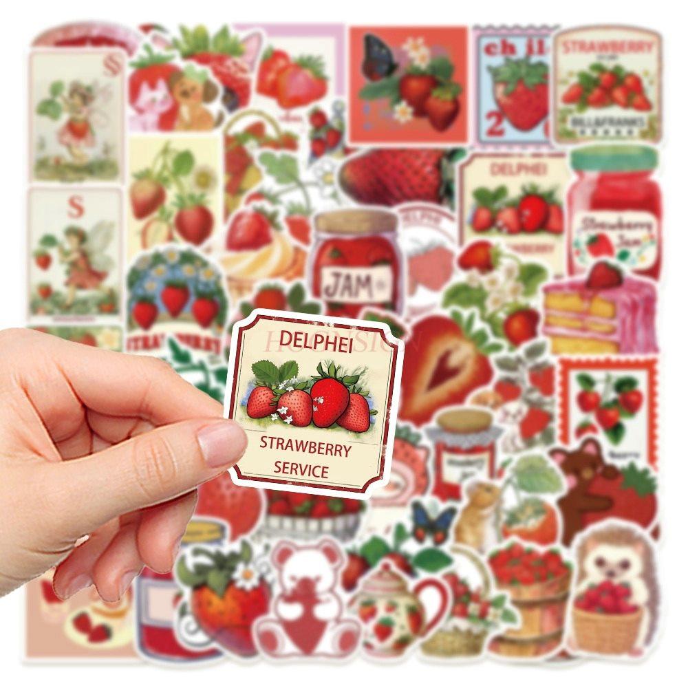 1set Strawberry sticker cartoon cute mobile phone case water cup decoration waterproof sticker