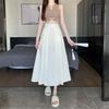 Elegant Jacquard Pleated Skirt for Petite Women - Elastic Waist, Slimming Design, Trendy Chinese Style