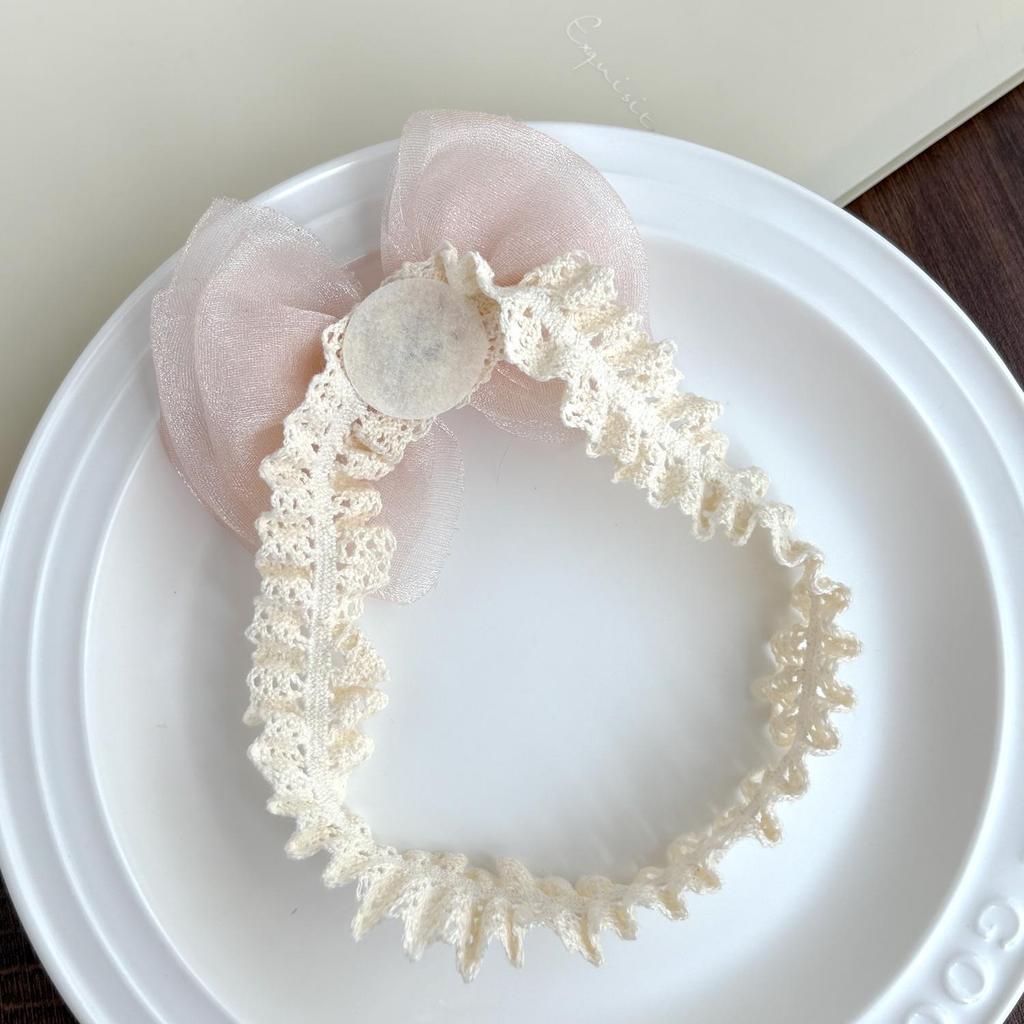 Korean Style Baby Headband: Pearlescent Gauze Bow for Girls' Full Moon, 100 Days, First Birthday, Princess Accessory