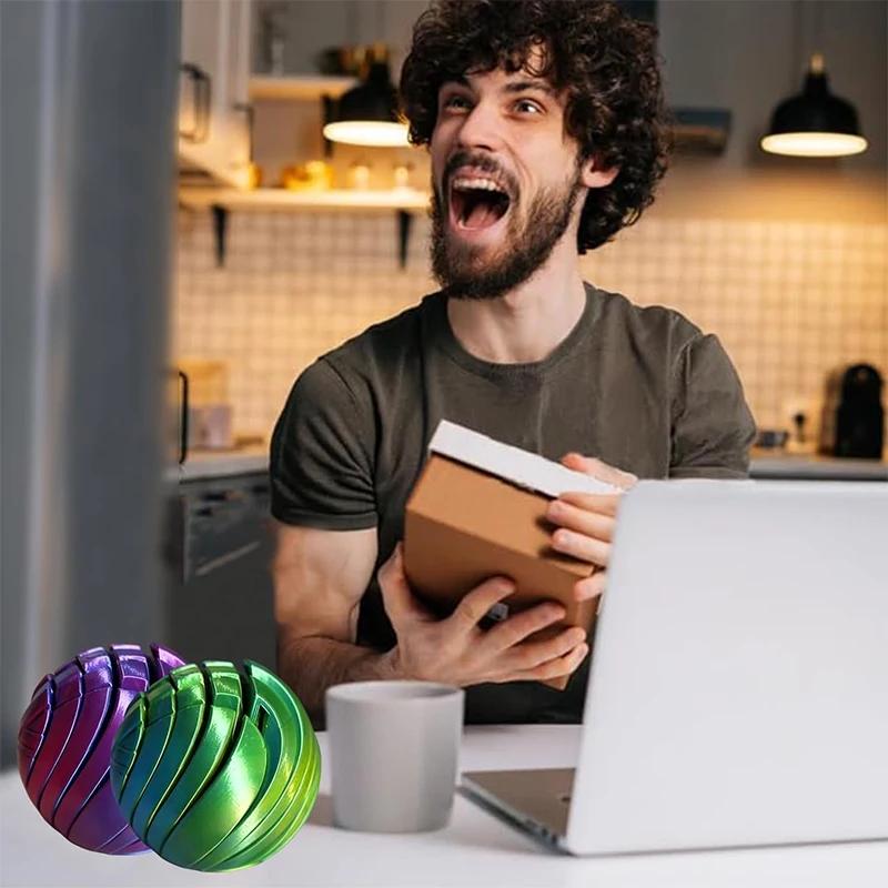 Sümük Topu Fidget Oyuncak 3D Baskılı Twistsphere Fidget Oyuncak Dişli Sıvı Akış Topu Dönen Tasarımlı Kaygı Giderici Oyuncaklar