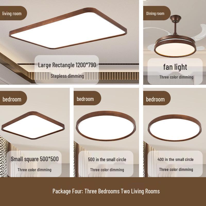 Modern Minimalist Walnut Ceiling Light - Solid Wood for Living Room, Bedroom, Dining Room, and Study
