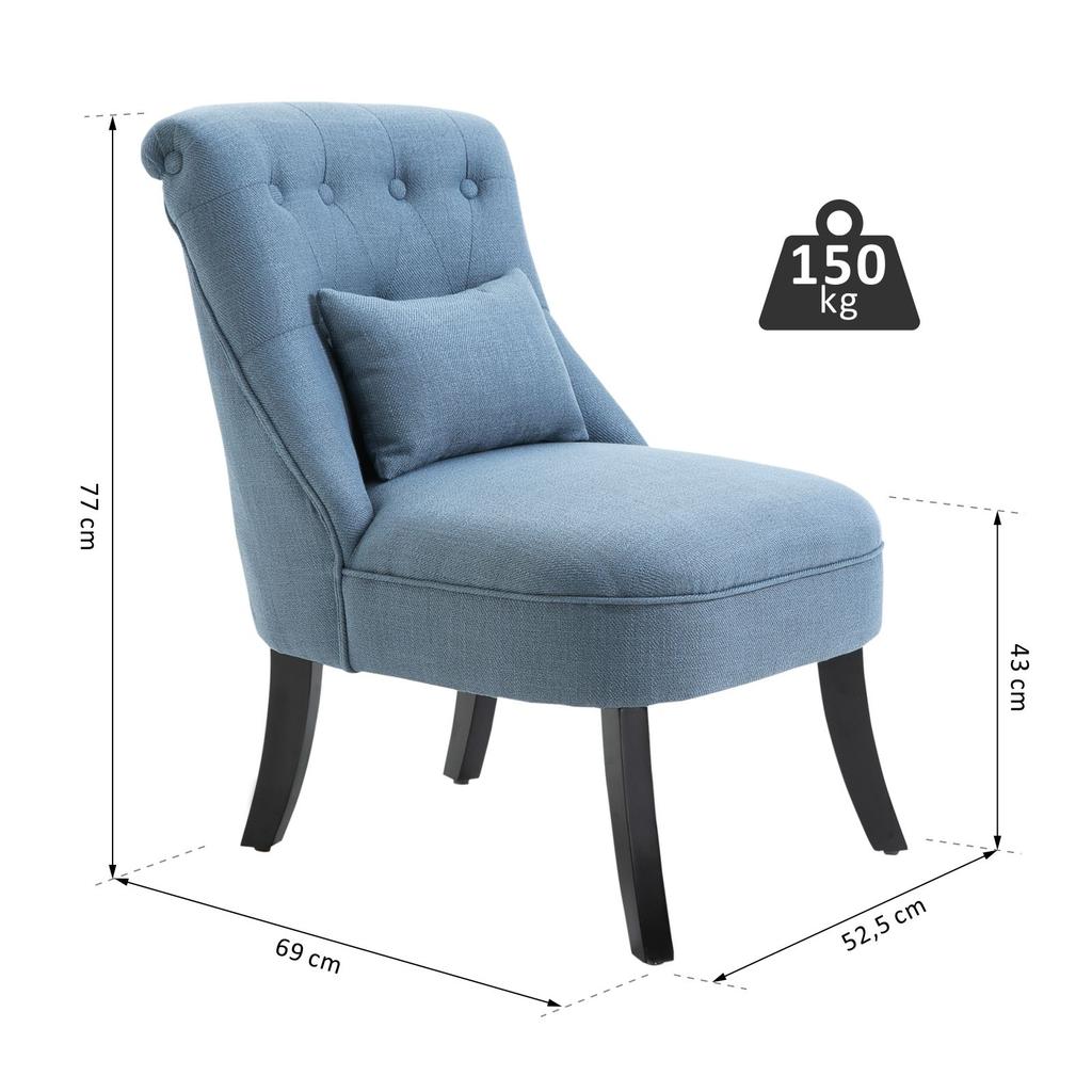 Armchair Living Room Relaxing Chair Lounge Chair Resting Chair with Back Cushion, Wooden Legs, Reading Chair with Linen Look