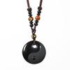 Obsidian Yin Yang Tai Chi Bagua Pendant Necklace