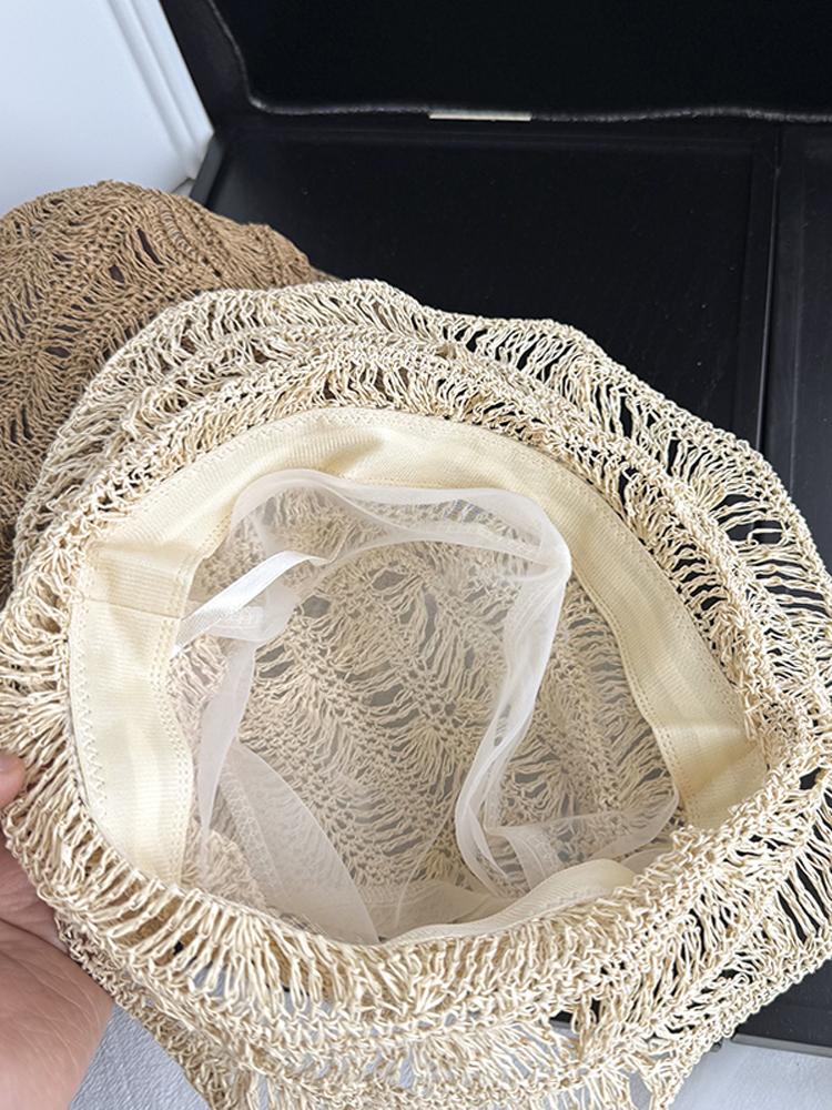 USPOP Women’s Foldable Straw Bucket Hat Summer Sun Hat with Shapeable Brim Breathable Hollow Out Crochet Beach Hat