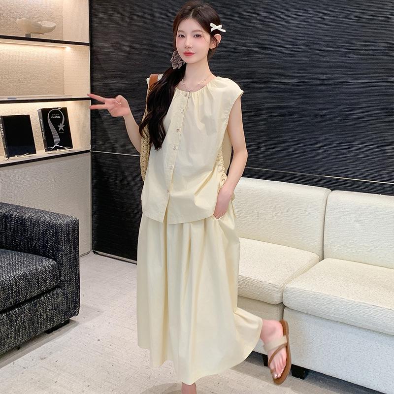 2026 Summer Petite Maternity Fashion: French Style Vest and Skirt Set