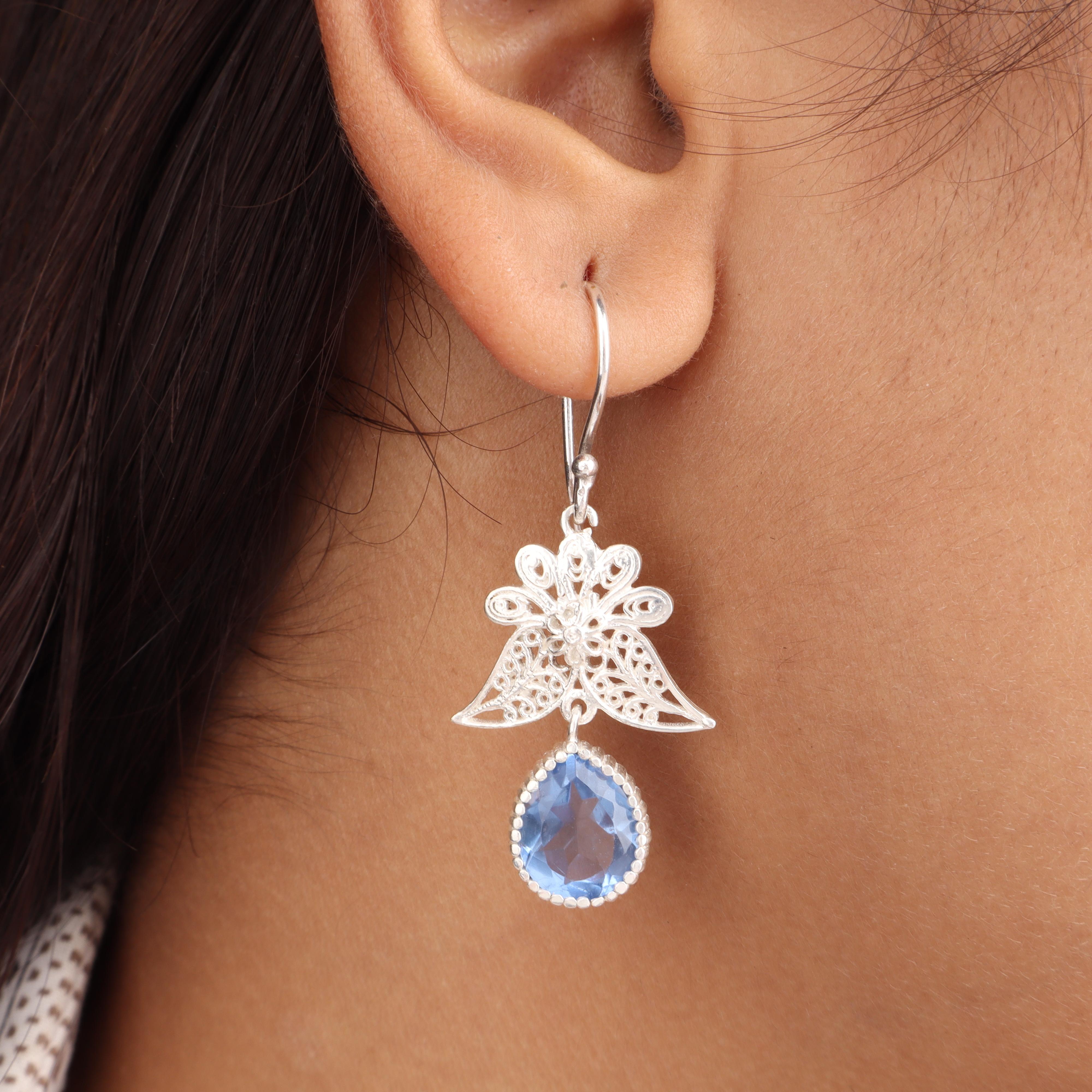 

Натуральный Танзанит Драгоценный Камень 925 Стерлинговое Серебро Ручной Работы Ювелирные Изделия Серьги-Подвески 1,84 Камень Декабря Для Женщин CE-23-10