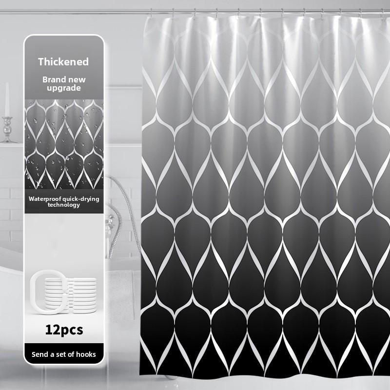 

Шторки для душа утяжеленные устойчивые к плесени серые черные шторки для душа машинная стирка Grey Black,180x180cm