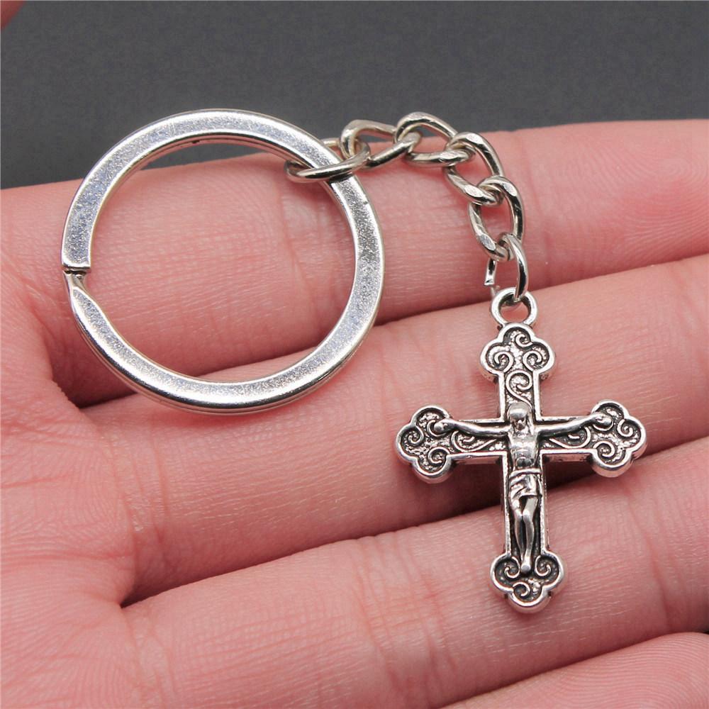 Cross Religious Amulet Keychain for Family Trendy Cute Fathers Day Gift Streetwear Key Organizer