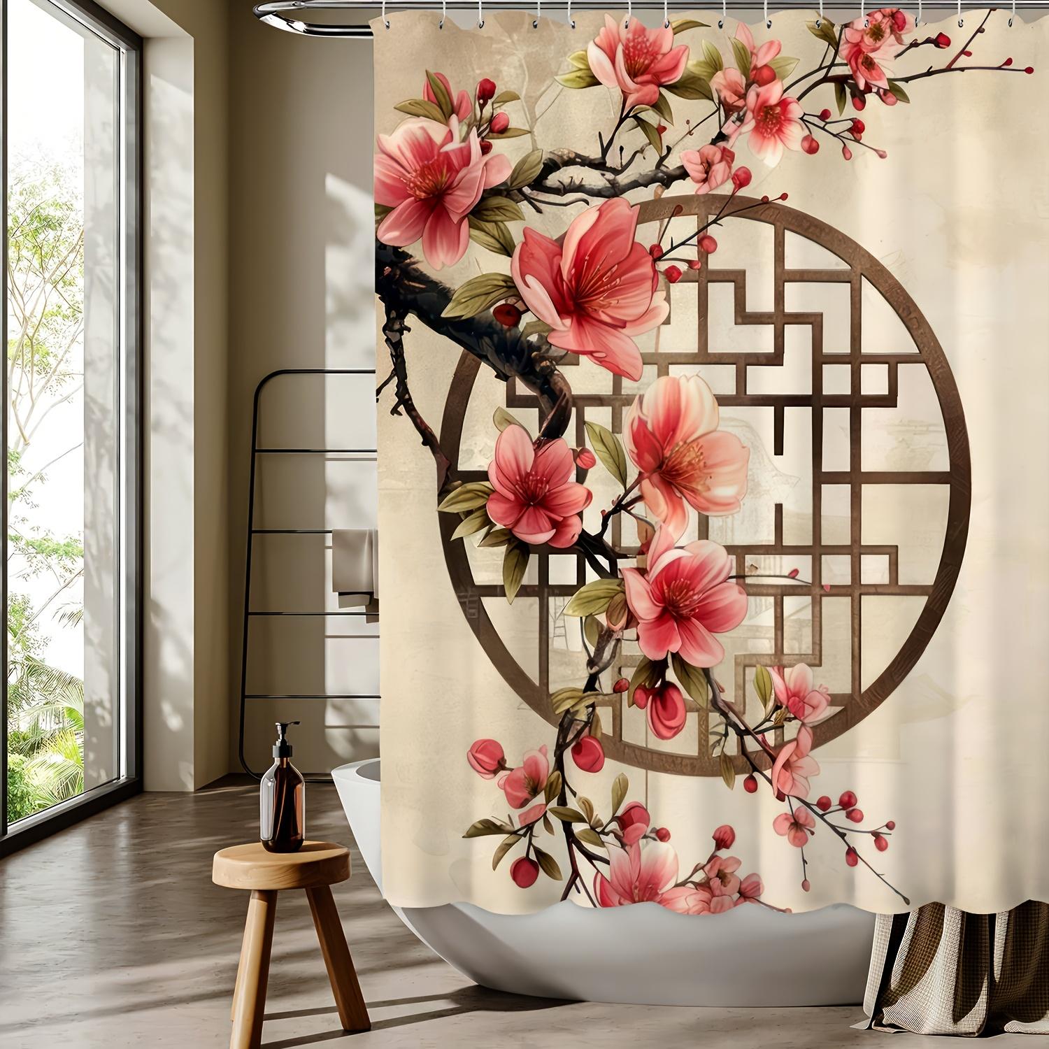 Elegant Oriental Blossom Wall Tapestry for Timeless Home Decor, Featuring a Stunning Composition of Vibrant Pink Flowers W90XH180cm