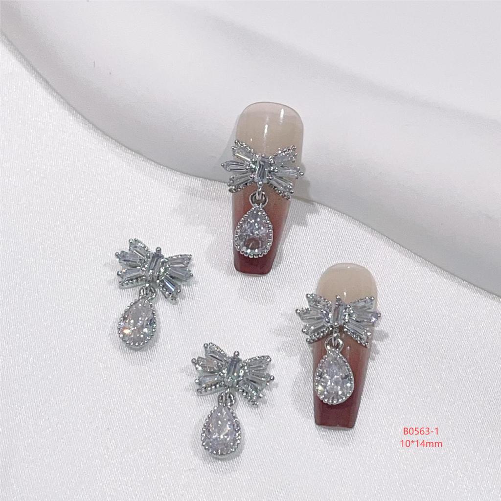 Princess Rhinestone Bow Nail Art Stickers - Colorful Crystal Pendant Accessories